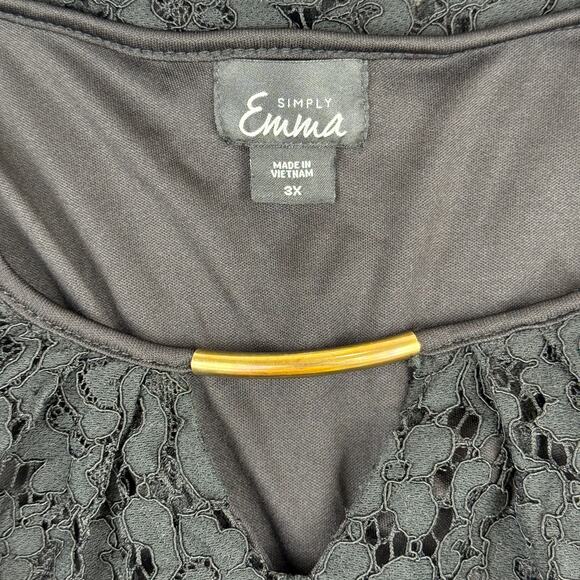 Whimsigoth Dark Fairycore 3X Batwing Lace Overlay Top Black Gold Accent - Picture 7 of 10